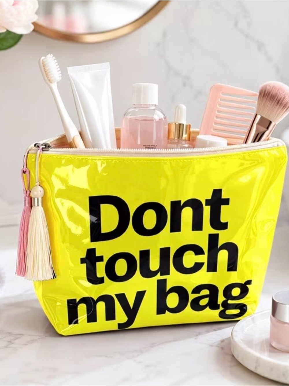 Yellow 'Don't Touch My Bag' Zip Pouch - Picture 3 of 4